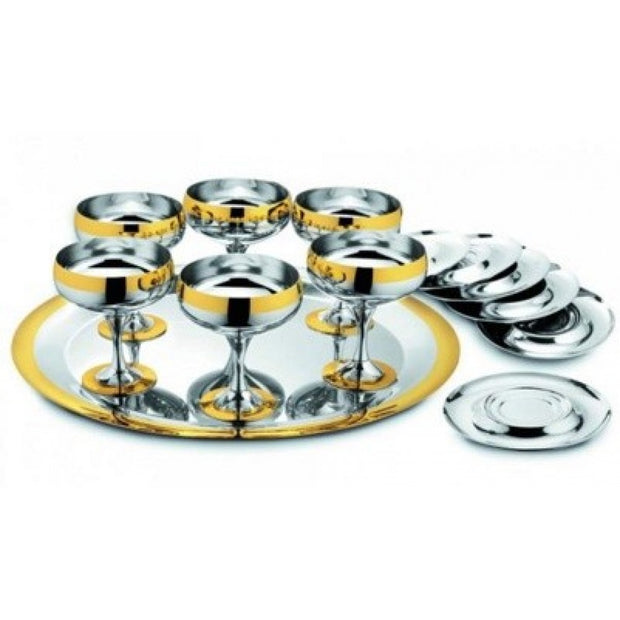 Baron, Мини комплект сервиз за шампанско за 6 човека,  декор. позлатен