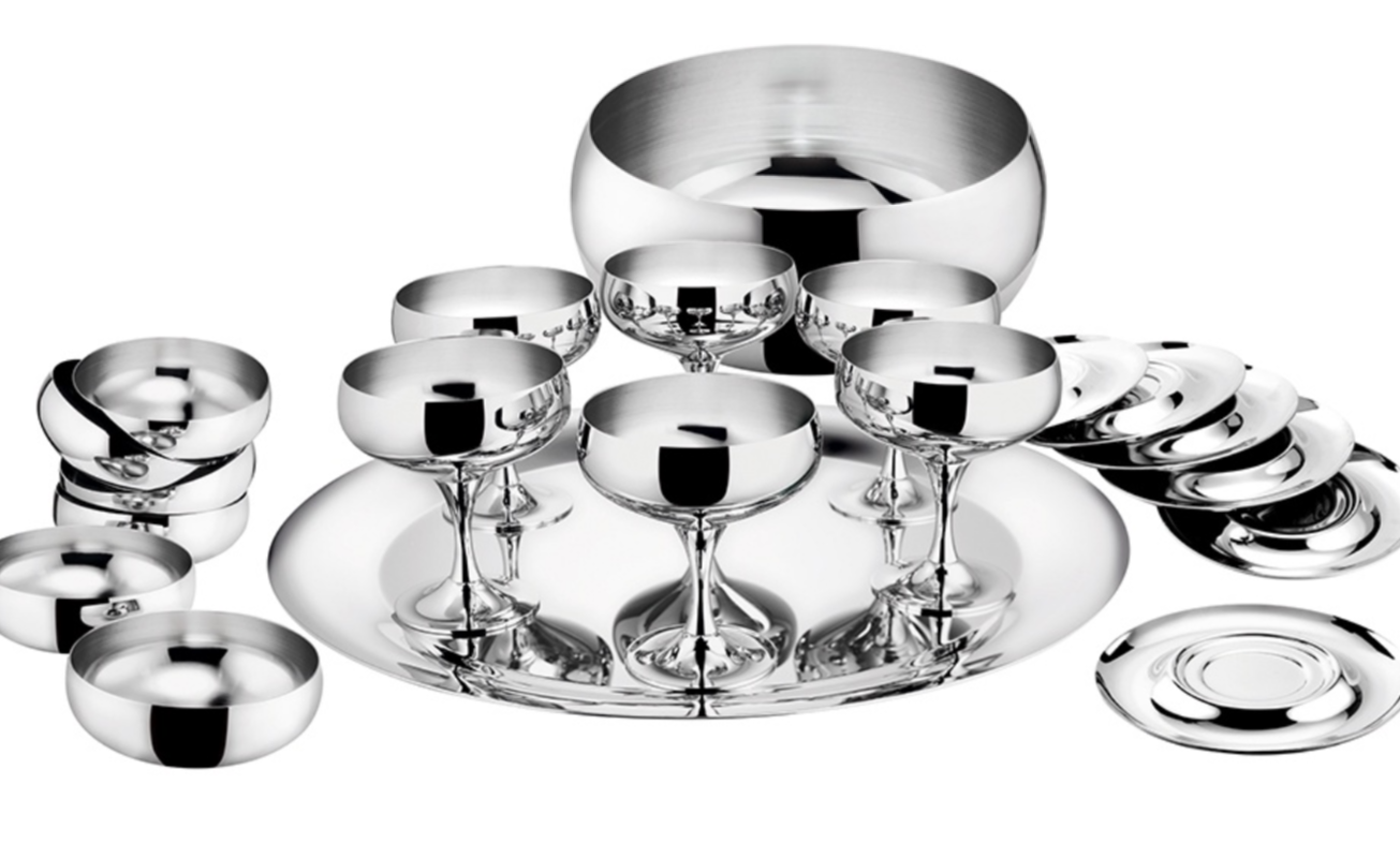 Baron - сервиз за десерт и шамп. за 6 човека - хром-никел