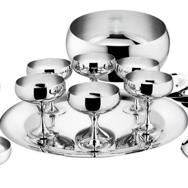 Baron - сервиз за десерт и шамп. за 6 човека - хром-никел