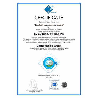 Пречиствател за въздух Zepter Therapy Air Ion, За помещения до 130кв.м., 5-филтърна система, Йонизатор