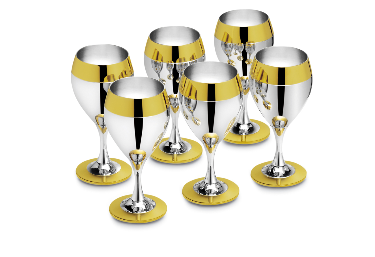 PRINCE,  СЕРВИЗ ЗА ВОДА И ВИНО ЗА 6 ДУШИ, 25 ЕЛ., позлатен