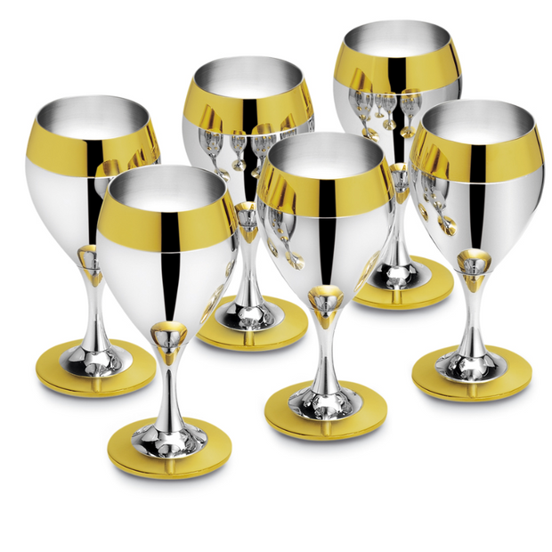 Prince - Комплект чаши за вода за 6 души, 6 ел., дек. позлатени