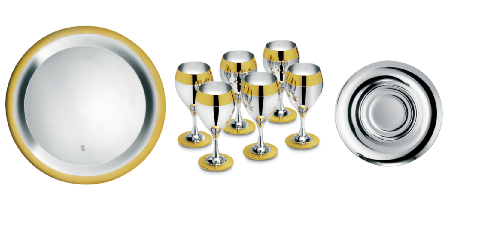 Prince - Mини комплект сервиз за вино за 6 човека, 13 ел., позлатен