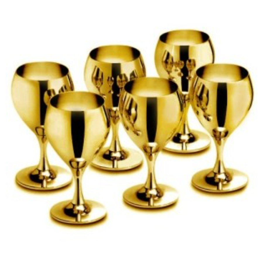 PRINCE, КОМПЛЕКТ 6БР. ЧАШИ ЗА ВИНО,  ПОЗЛАТЕН