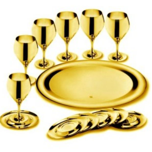 PRINCE, МИНИ КОМПЛЕКТ СЕРВИЗ ЗА ВИНО ЗА 6 ЧОВЕКА, 13 ЕЛ., ПОЗЛАТЕН